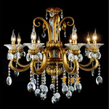 罗浮宫进口埃及水晶吊灯家用客厅餐厅古铜色蜡烛水晶灯6头铜色灯
