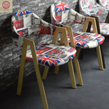 实木椅咖啡厅椅子铁艺做旧椅休闲餐椅靠背椅白蜡木实木餐椅餐桌椅