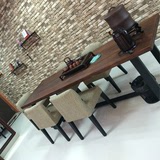 loft美式乡村复古做旧实木铁艺餐桌饭桌会议桌办公桌酒店桌长方形