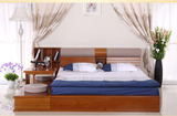 实木水曲柳板木结合双人1.8米榻榻米创意带储物白色婚床