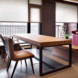 美式实木餐桌椅组合小户型复古创意办公桌原木书桌大板个性茶桌椅