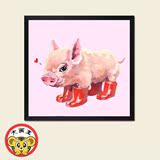 DIY数字油画手绘装饰画卡通小动物儿童画12生肖属猪生日礼物包邮