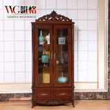 VVG 美式实木酒柜玻璃复古装饰柜客厅餐边柜储物柜欧式双门酒柜子