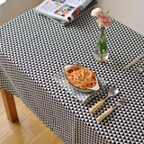 北欧宜家 黑灰白三角格棉麻桌布 现代简约几何加厚盖巾