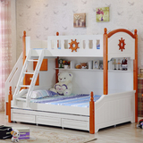 地中海儿童子母床实木双层床上下床高低床儿童床三层多功能组合床