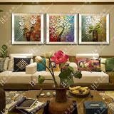油画装饰画纯手绘风景花卉立体简约挂画卧室客厅配画玄关有框画