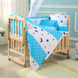 新生儿宝宝婴儿摇篮睡蓝手提篮便携式婴儿床摇床摇篮床带蚊帐实木