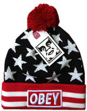 韩版obey毛线帽子批发 冬季保暖护耳针织帽五星图案棒球帽滑板帽