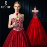 绝设2016春夏韩式新款网纱钉珠闪钻齐地出门纱喜庆大红色婚纱礼服
