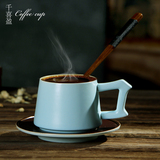 欧式咖啡杯碟套装 简约创意陶瓷马克杯 情侣水杯子带勺 茶杯