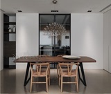 美式复古做旧铁艺实木餐桌饭桌折叠酒吧桌办公桌长方形餐桌椅组合