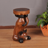 泰国工艺品 东南亚木雕小猫凳子 泰式风格装饰摆件创意动物换鞋凳
