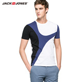 JackJones杰克琼斯新款男装休闲纯棉修身圆领短袖T恤E|216201015