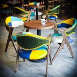 时尚 实木餐椅 拼花拼色主题个性 餐厅特色店 甜品店 咖啡厅桌椅