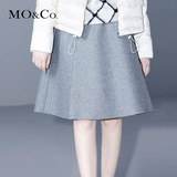 MO&Co.复古羊毛呢纯色百搭中长款过膝半身裙伞裙MA144SKT50 moco