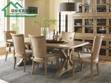 美式实木餐桌椅组合6人法式仿古做旧餐台新古典长方形吃饭桌