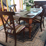 欧式餐桌 美式实木餐桌椅组合1桌6椅 新古典长方形餐台饭桌家具