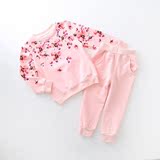2016春款外贸童装女童花朵卫衣+纯色运动衫薄款休闲装长裤两件套