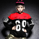 嘻哈hiphop欧美韩国街舞潮牌运动风黑白红撞色宽松加绒男女卫衣