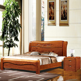 实木床中式储物床美国红橡木1.5 1.8现代卧室家具高箱婚床双人床