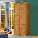 香柏木儿童衣柜平开门衣橱储物柜0.8米可加顶柜带抽屉全实木家具