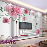 简约现代客厅电视墙纸卧室婚房温馨浪漫背景墙壁纸3d立体蔷薇壁画