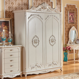 欧式四门衣柜1.8米法式田园风格奢华描银雕花衣柜组合柜象牙白色
