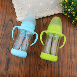 FIERBABY品牌婴儿奶瓶240毫升宽口防摔玻璃自动直身奶瓶菲比正品