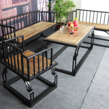 北欧户外家具实木铁艺桌椅阳台桌椅组合休闲茶几铁艺沙发创意桌椅