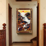 手绘油画风景装饰画壁画美欧式玄关有框手工山水挂画客厅油画定制