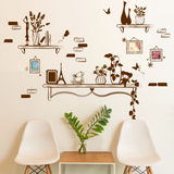 可移除墙贴纸贴画客厅卧室书房装饰单色现代简约盆栽架子照片贴框