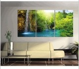 岛屿瀑布风景画客厅装饰画沙发后墙壁画挂画现代装饰山水三联画