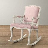 美式法式风格实木沙发椅复古仿古做旧摇椅阳台椅欧式布艺休闲椅子