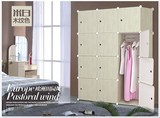 仿木纹带挂杆收纳柜拆装组合衣橱树脂魔片大容量简易衣柜全国包邮