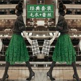 韩国代购2016秋装新款针织套头高领连衣裙套装女毛衣蕾丝裙两件套