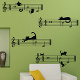 可爱卡通五线谱音符 教室卧室客厅背景墙 音乐墙贴贴纸装饰W10143