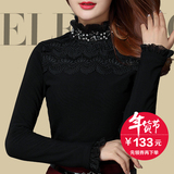 2015冬季新款蕾丝加绒加厚打底衫女韩版长袖蕾丝上衣大码女装小衫
