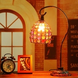 复古铁艺台灯 卧室床头灯 创意时尚调光尼泊尔手工串珠欧式台灯