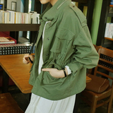 2015秋装新款韩国代购灯笼袖短款纯棉布休闲风衣外套 工装外套女