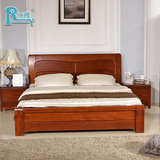 全实木床1.8米简约现代中式海棠木1.5米单双人床高箱储物正品婚床