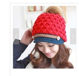 冬季新款韩版帽女 可爱针织毛线帽 秋冬时尚护耳帽子月子帽