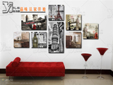 不规则多图组合黑白红装饰画现代无框画客厅餐厅照片墙挂画 套