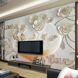 个性定制壁画浮雕爱心玫瑰3d电视背景墙壁纸客厅沙发影视墙纸墙画