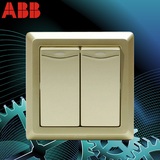 ABB开关插座正品德逸珍珠金系列面板二开/两联/两开单控带灯AE162