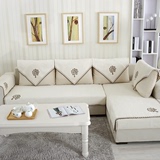 馨相伴沙发垫布艺欧式简约现代全棉纯色编织四季通用防滑亚麻坐垫