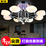 客厅灯简约现代大气水晶灯LED圆形吸顶灯遥控温馨卧室灯餐厅灯具