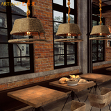 欧式手工麻绳吊灯 咖啡店 北欧吧台灯 创意田园餐厅灯具 餐厅水吧
