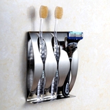 档不锈钢创意粘接免打孔壁挂牙刷盒架套装牙刷座牙具高架非吸盘式