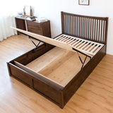 纯实木床橡木床 北欧日式简约现代1.5米1.8米双人床高箱储物床
