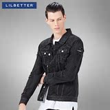 Lilbetter牛仔夹克男 新款做旧破洞磨毛牛仔外套韩版修身型外套男